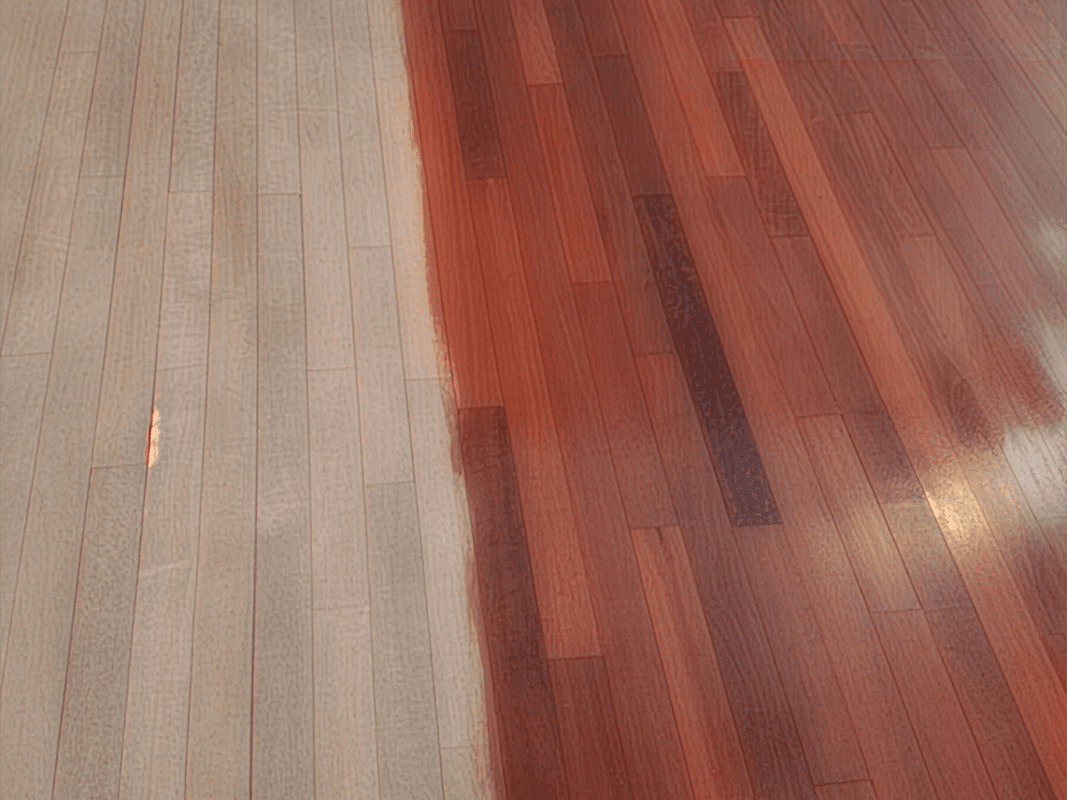 Unfinished and finished wooden floor comparison