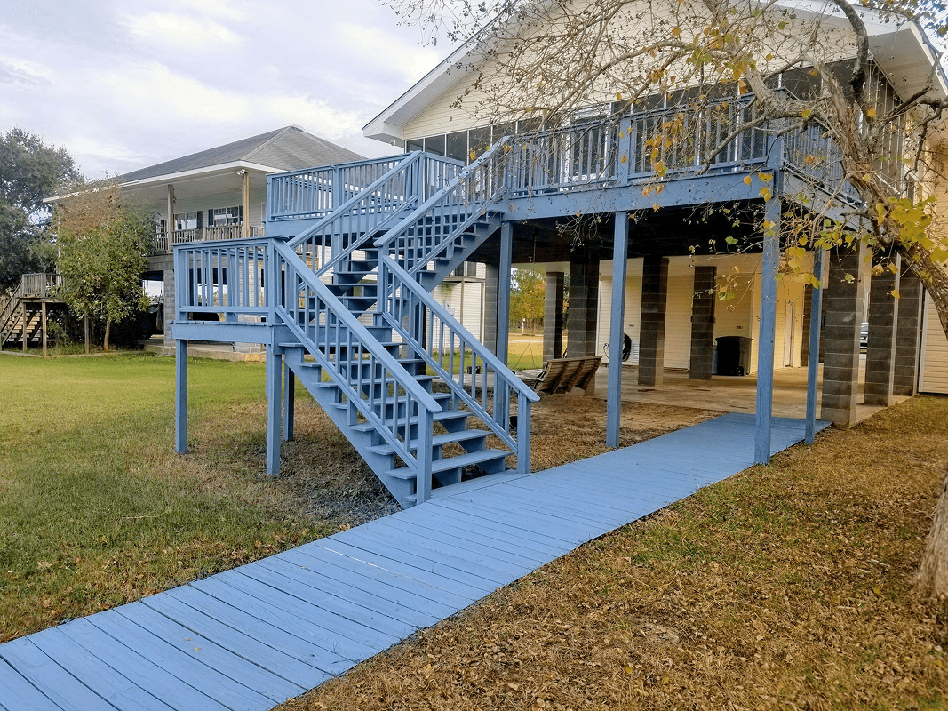 Elevated wooden deck and pathway